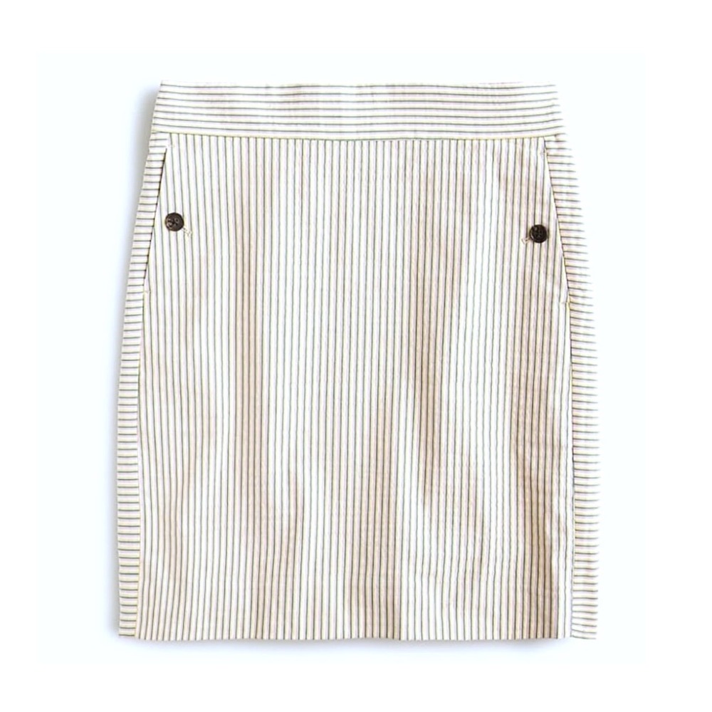 NWT J.Crew Seersucker Stripe Cotton Stretch Mini Skirt Saffron Pink 10